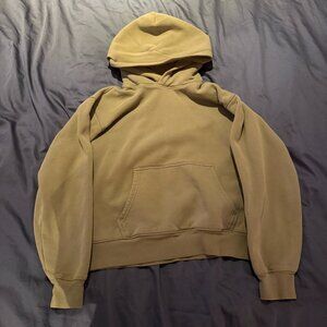 Aritzia TNA Cozy Fleece Perfect Hoodie M Khaki Brown FLAWED Relaxed Fit